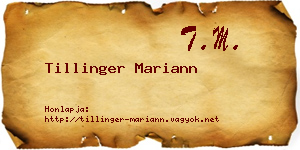 Tillinger Mariann névjegykártya